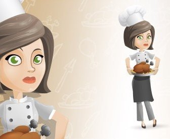 Carácter De Mujer Chef Vector