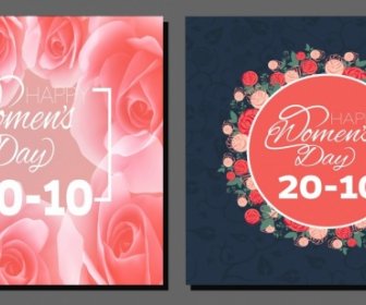 Woman Day Banner Red Roses Decoration Calligraphy Design