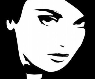 женщина лицо черно-белый вектор свободный вектор