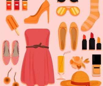 Woman Fashion Design Elements Personal Accessories Icons