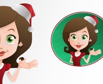 Woman Vector Character With Holiday Hat