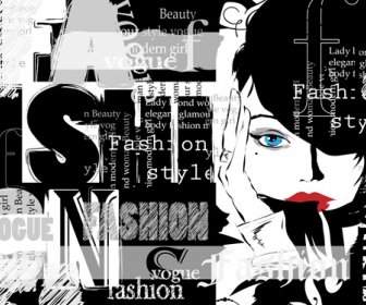 Woman With Fashion Elements Template Vector