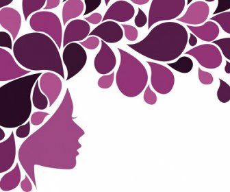 Women And Flowers Background Violet Silhouette Curves Design