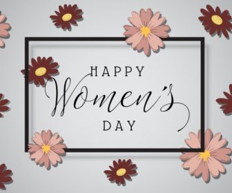 Women Day Banner Calligraphic Flowers Decoration