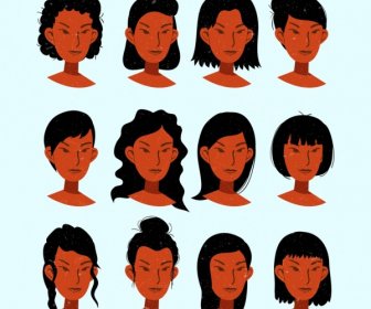 women hairstyle collection portrait design dark skin