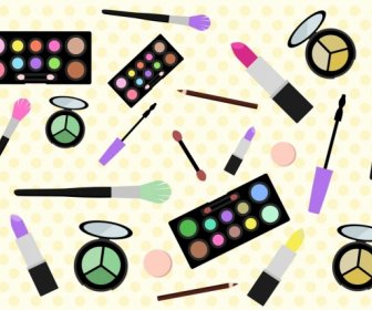 女性化妆工具设计各种彩色图标