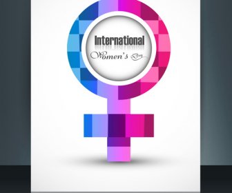Womens Day Card Brochure Template Reflection Design Colorful Vector