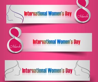 Womens Day Colorful Three Header Set Vector Design