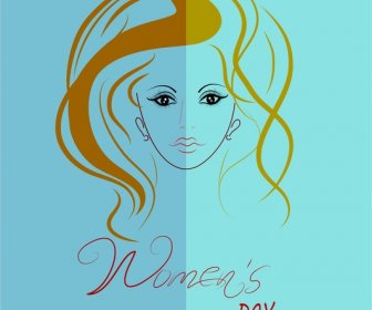 Womens Day Decoration Template Design With Portrait Sketch