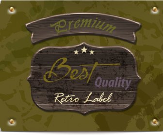 Hölzerne Banner Premium Und Qualitätssiegel