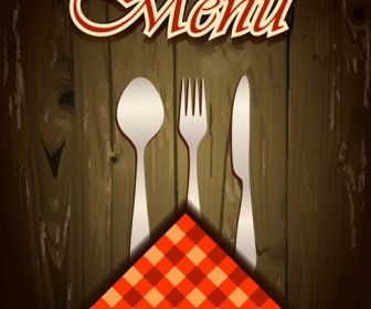 Wooden Board Background Menu Cover Vector