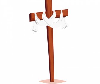 wooden cross icon cloth decor retro design
