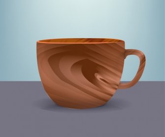 Wooden Cup Icon Colored 3d Design