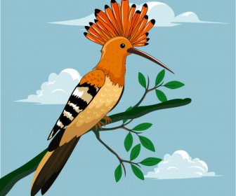 キツツキの鳥画漫画デザインカラフルなスケッチ