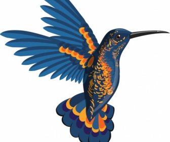 Woodpecker Ikon Terbang Gerakan Biru Desain Dekorasi Warna Oranye