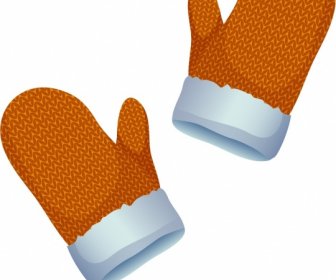 Woolen Gloves Icons Orange Mockup Design