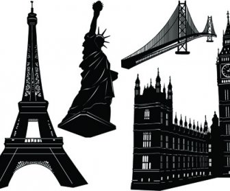 World Famous Buildings Vector Silhouettes