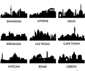 世界著名的都市剪影向量集