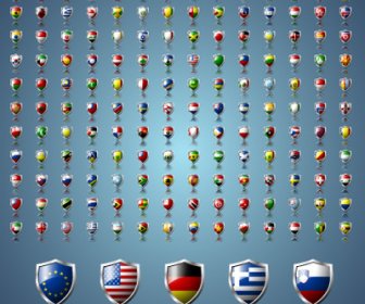 Conjunto De Vetor Do Mundo Bandeiras ícones