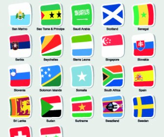 Conjunto De Vetor Do Mundo Bandeiras Adesivos Design