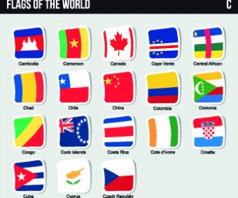 ชุดเวกเตอร์ออกแบบสติ๊กเกอร์ธงโลก