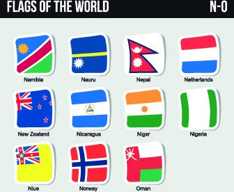 世界旗幟貼紙設計向量集