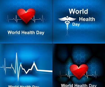 World Health Day Collection Set Background Concept With Medical Symbol Vector Illustration