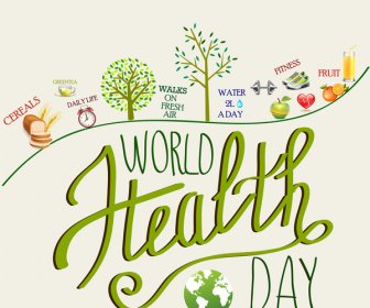 World Heath Day Banner Design With Realistic Icons