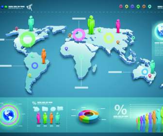 Peta Dunia Dengan Infographic Vektor