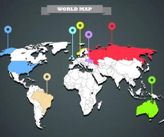 World Map With Infographic Vector
