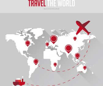 Seyahat Vektör Arka Plan Ile Dünya Haritaları