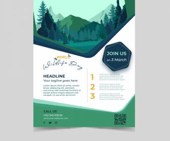 World Wildlife Day Flyer Template Nature Scenery Decor