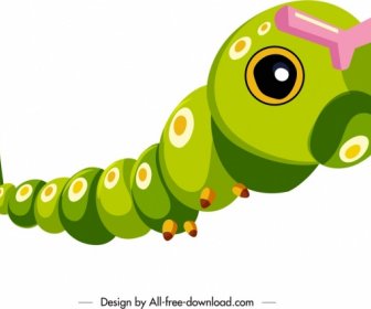 Wurm Ikone 3D Bunte Cartoon-Charakterskizze