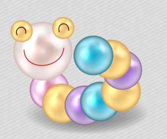 Worm Toy Template Shiny Colorful Design Cute Stylization