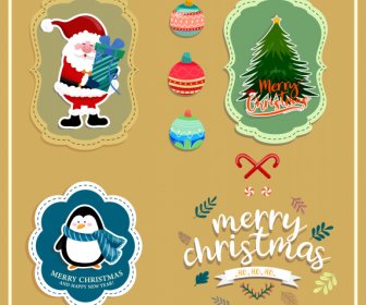 Elementos De Decoración De Navidad Papel Cortado Símbolos Clásicos