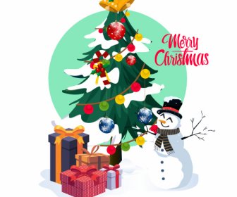 Рождественские элементы дизайна елки представляет эскиз снеговика