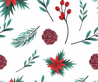 크리스마스 패턴 클래식 꽃 소나무 기호 반복 장식