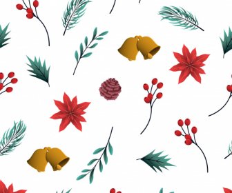 크리스마스 패턴 소나무 요소 꽃 벨 장식