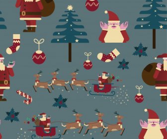 Xmas Pattern Template Colorful Classical Repeating Elements Decor