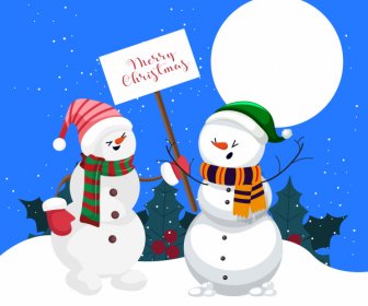 Navidades Postal Fondo Lindo Estilizado Snowman Bosquejo
