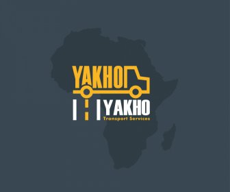Yakho Layanan Transportasi Logo Template Gelap Datar Peta Teks Truk Sketsa Desain Kontras