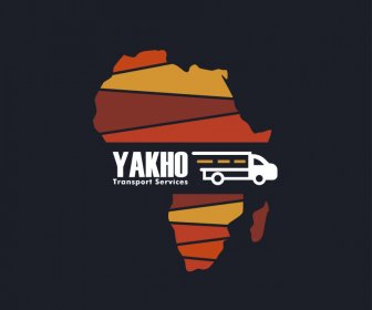 Yakho บริการขนส่งโลโก้แบบร่างรถบรรทุกแผนที่แบน