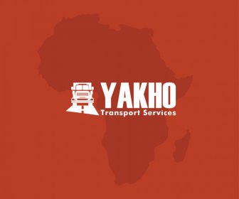 yakho transport services logotype map silhouette flat texts truck outline