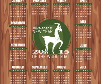 Año Del Vector De Calendario Sheep15