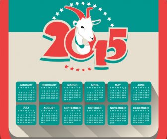 Jahr Des Vektors Sheep15 Kalender