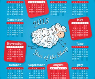 Jahr Des Vektors Sheep15 Kalender