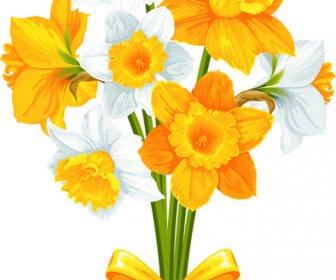 Sarı Ve Beyaz çiçekler Vektör