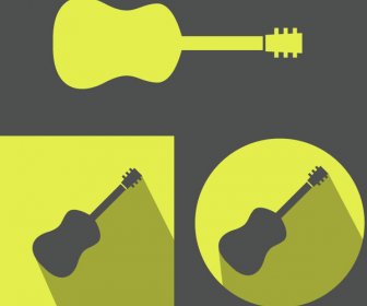 Yellow Guitar Icons Vector Design