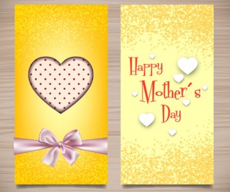 Yellow Mother Day Card Desinged With Hearts
