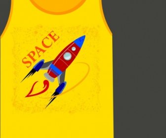 黃色的T恤設計範本的火箭圖標